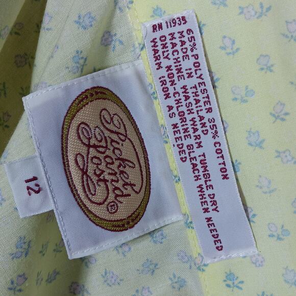 Vintage Picket Pond Post Shirt Size 12 Yellow Ditsey Floral Print Sleeveless - Picture 4 of 5